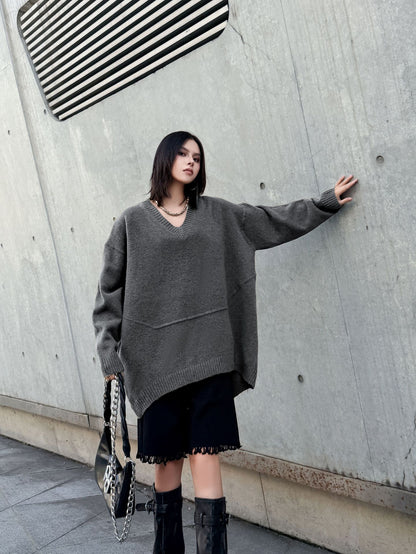 Vネックオーバーセーター