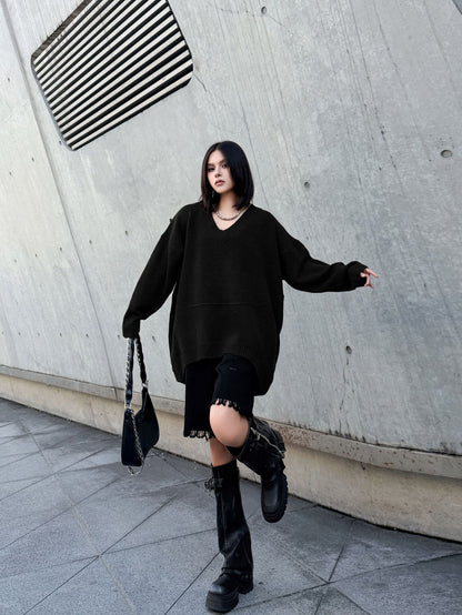 Vネックオーバーセーター