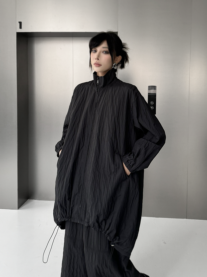クラッシュテクスチャージップジャケット＆ワイドパンツ