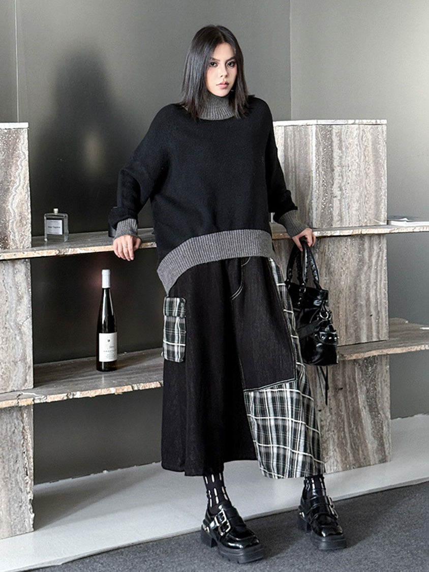 ダブルネックルーズトップス