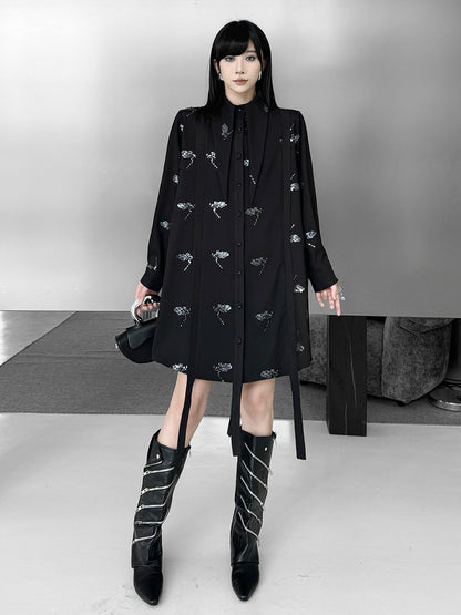 スパークルフローラルロングブラウス