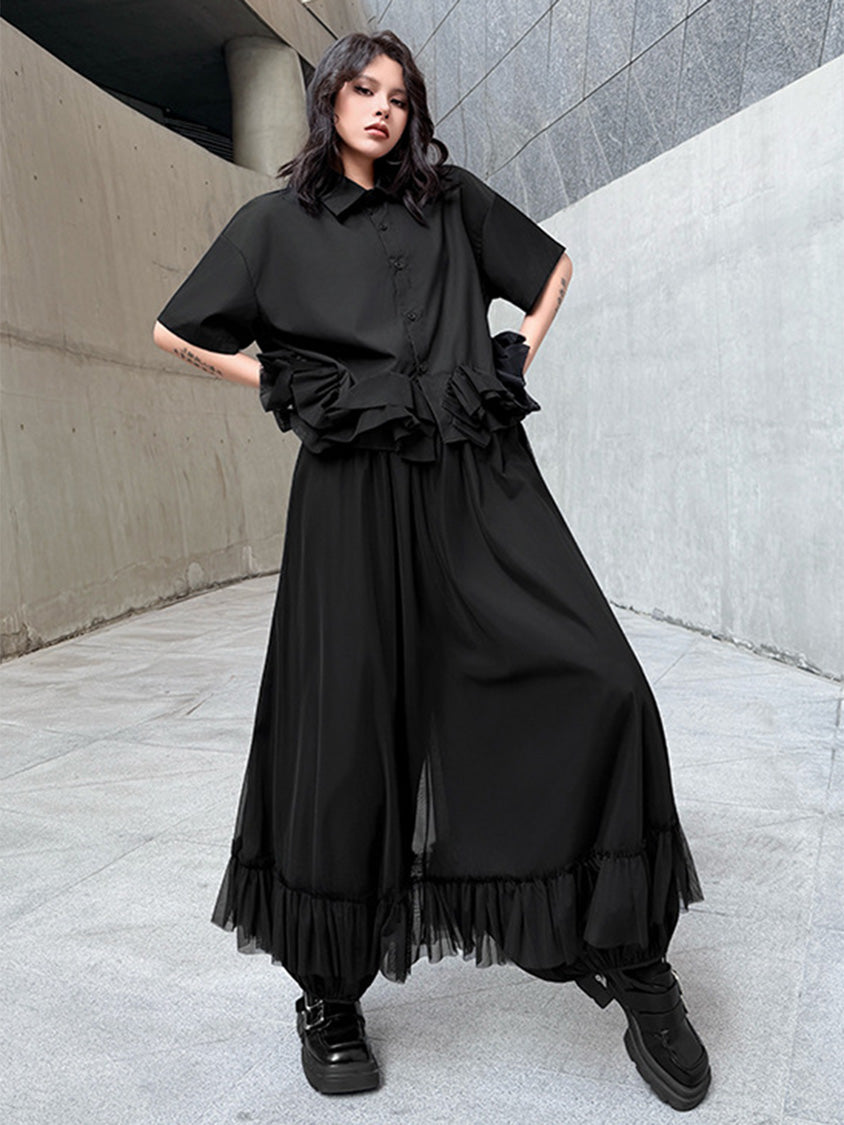 Mesh stitch top and skirt