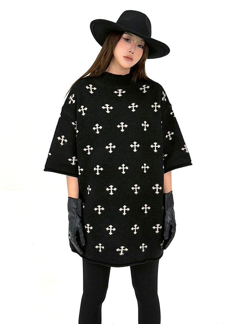 クロスパターンニットトップ