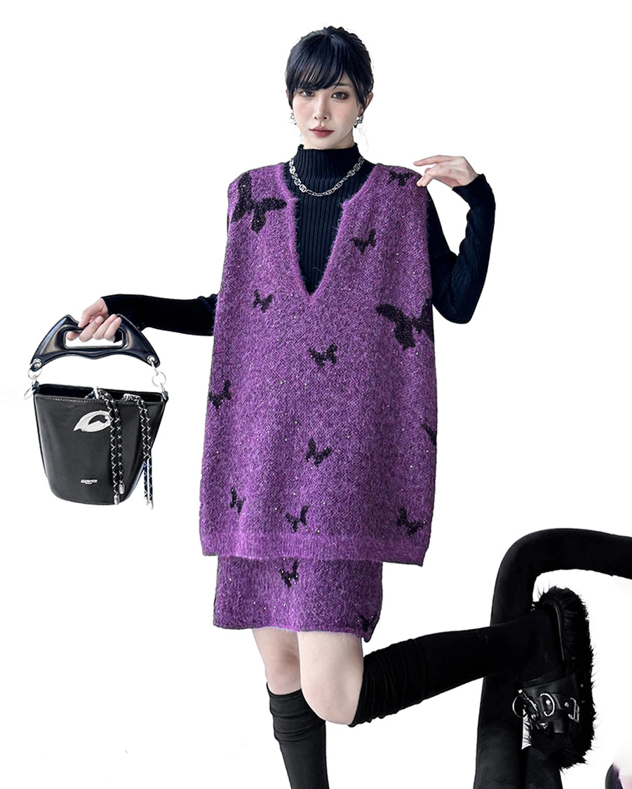 バタフライニットベスト＆スカート