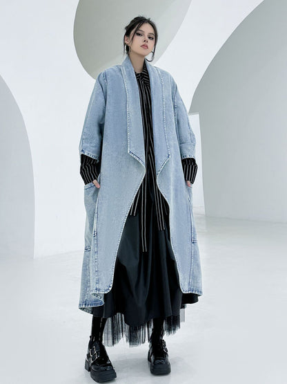 Scarf tie blouse and denim pants series 