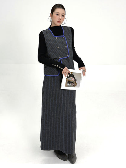 ストライプベストトップ＆ロングスカート