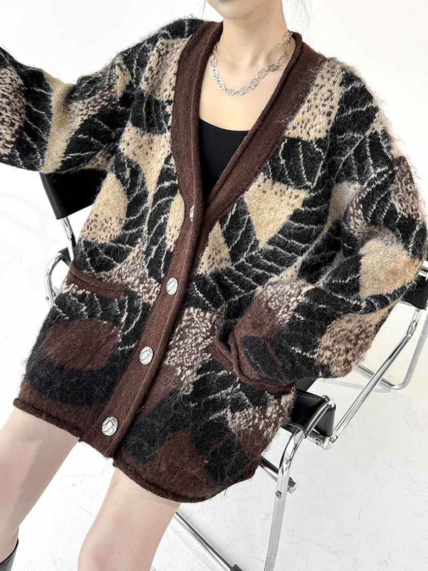 アブストラクトジャカードカーディガン