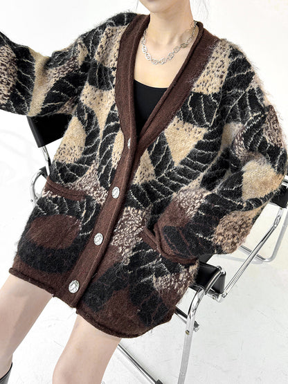 アブストラクトジャカードカーディガン