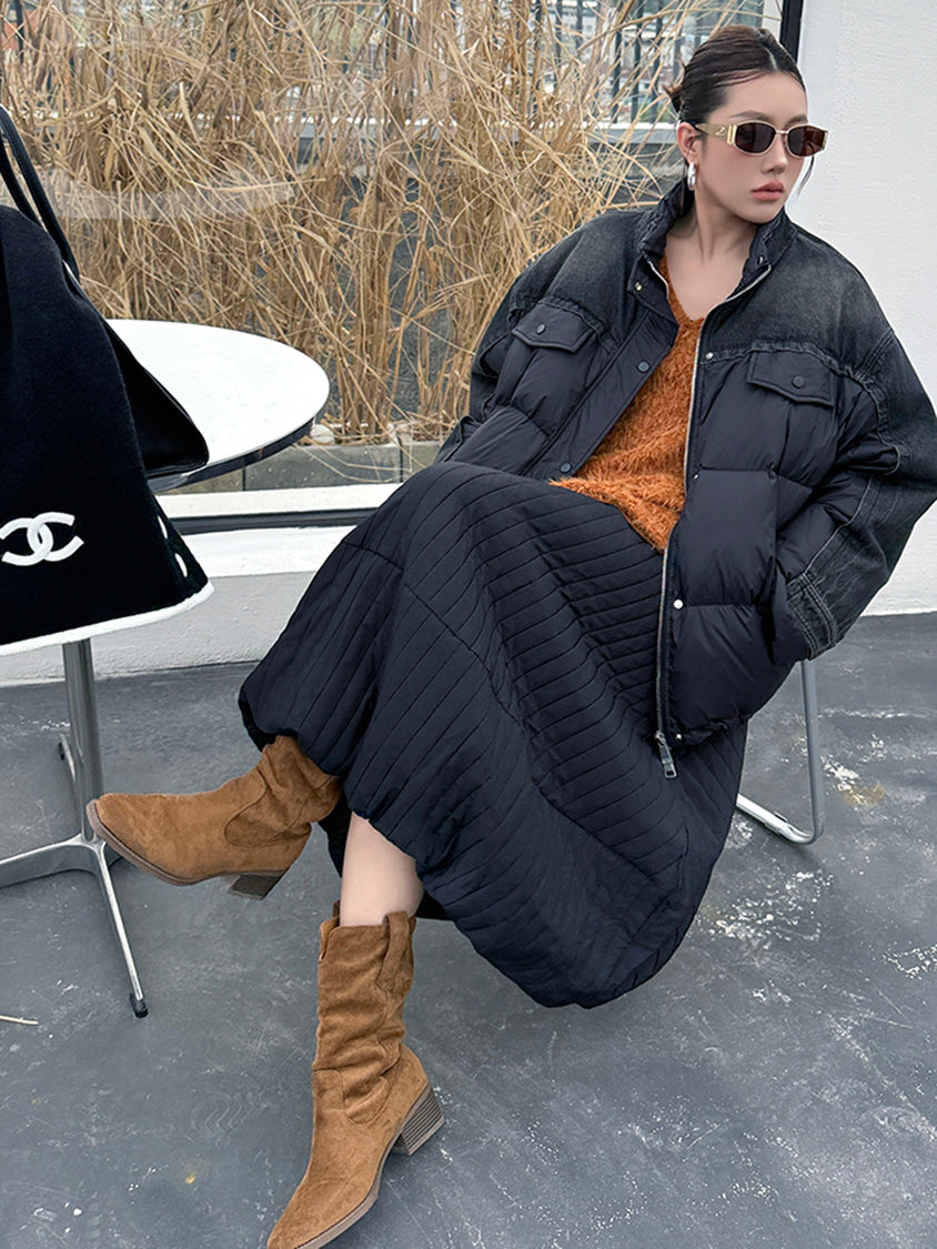 デニムコンビネーションパファージャケット