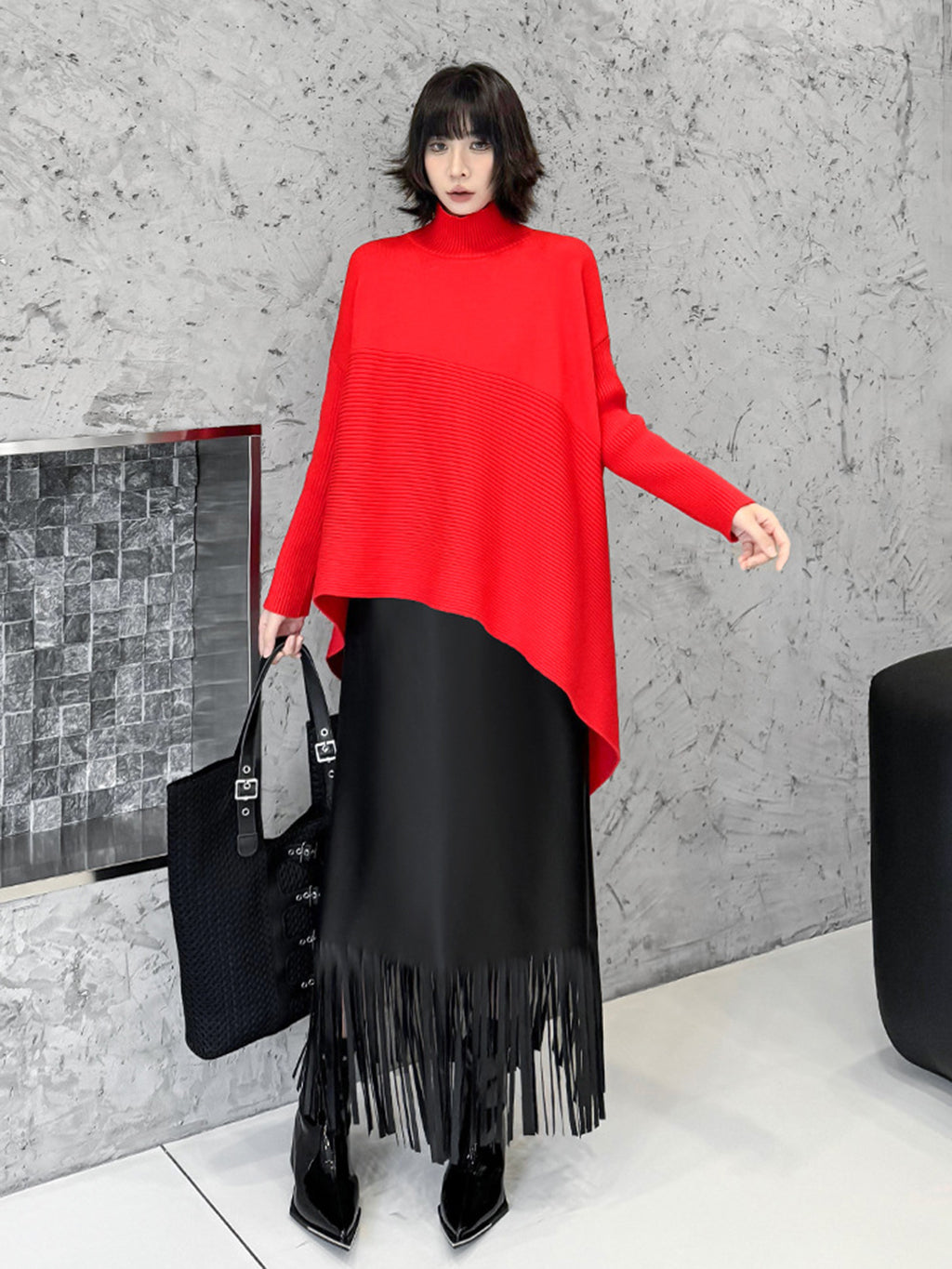 Scarf tie blouse and denim pants series 