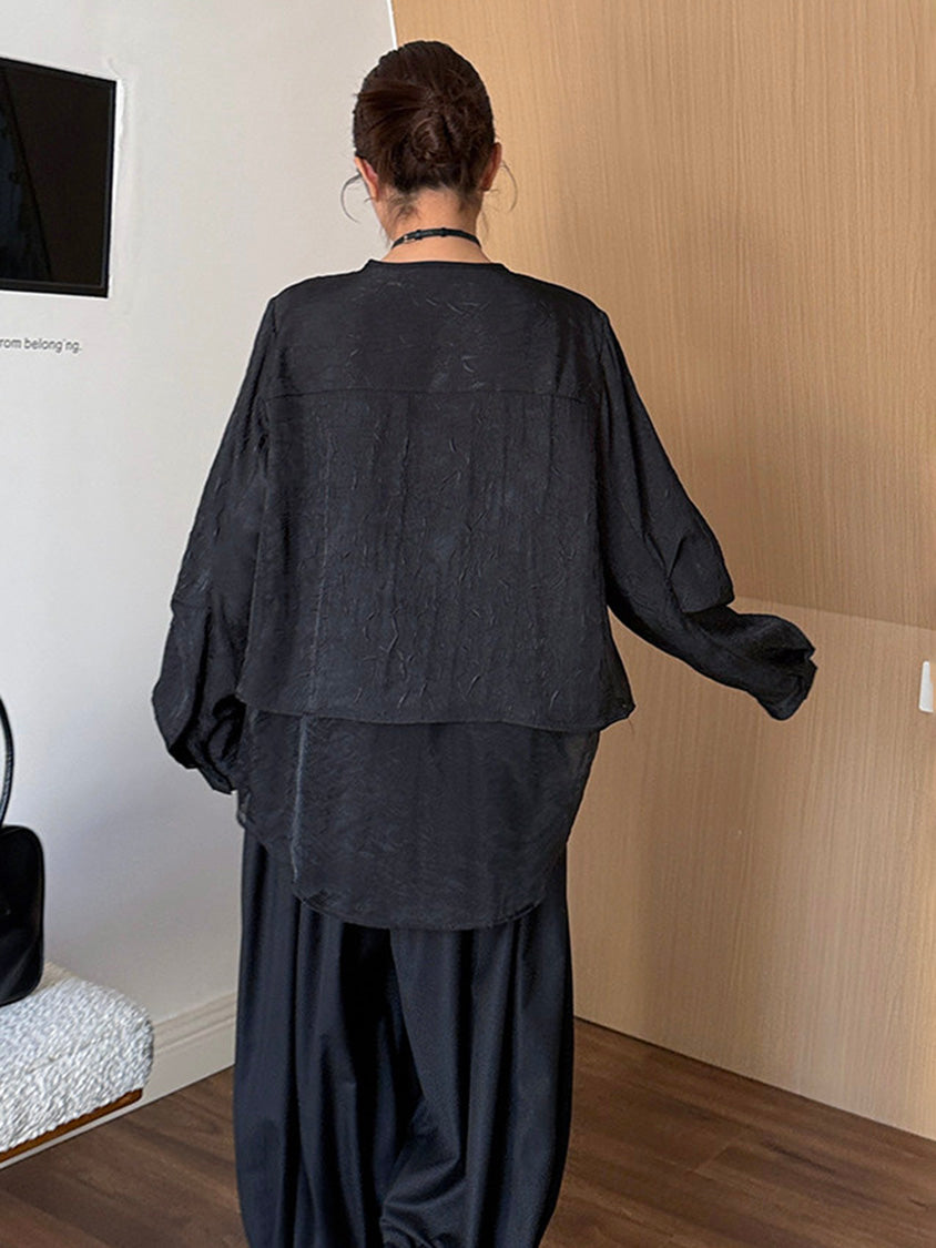 クラッシュシアーレイヤードブラウス