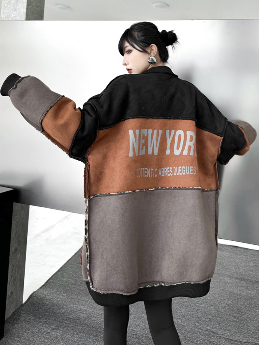 ブロックレオパードリバーシブルボアコート