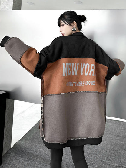 ブロックレオパードリバーシブルボアコート