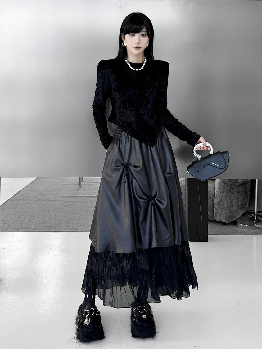 Mesh stitch top and skirt