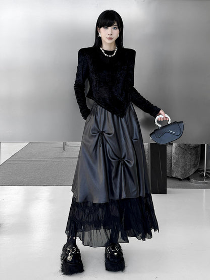 Mesh stitch top and skirt