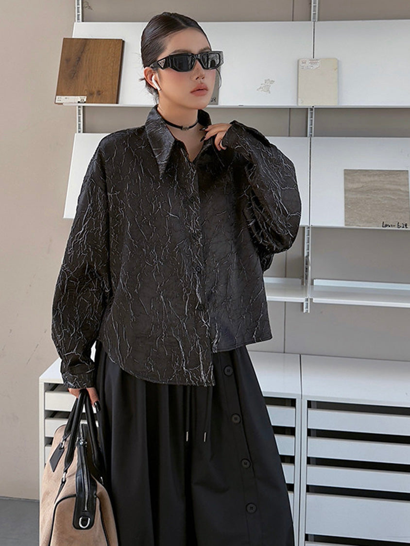 クラックプリントモードブラウス
