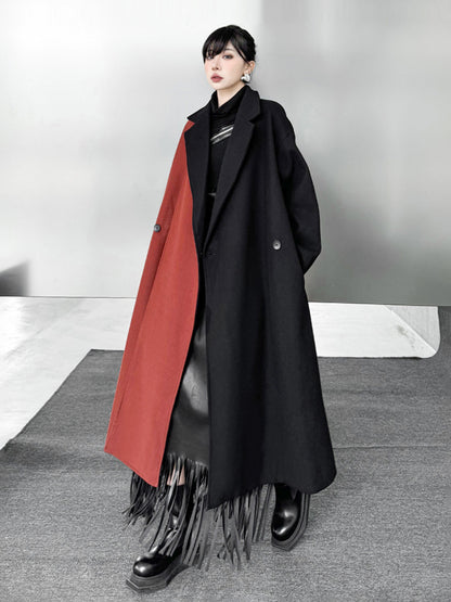 バイカラーロングコート