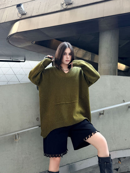 Vネックオーバーセーター