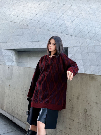 ジオメトリックニットプルオーバー