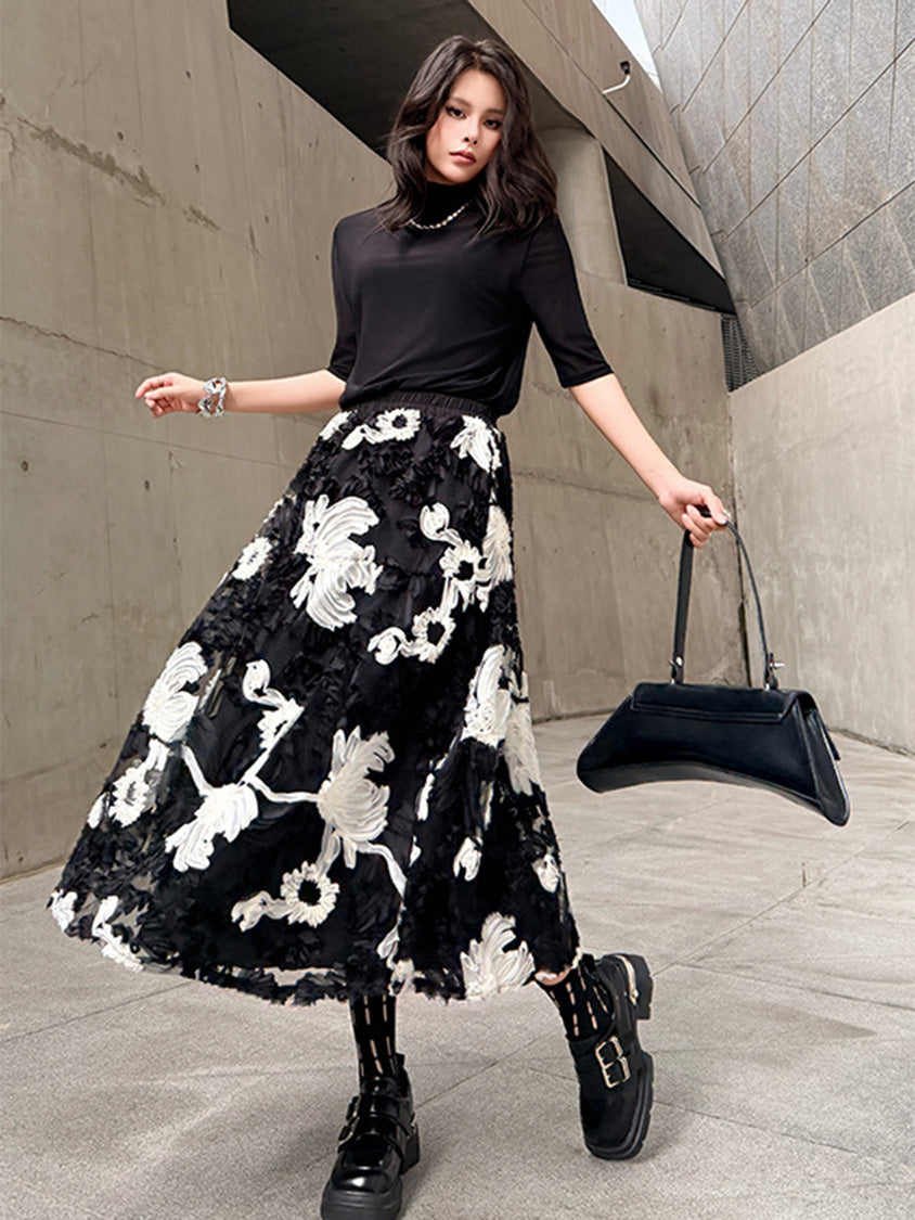 Mesh stitch top and skirt