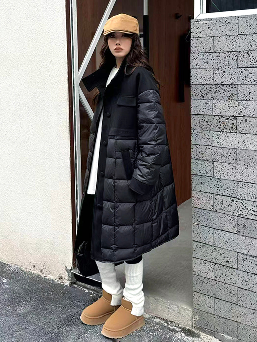 ブロックキルトダウンコート