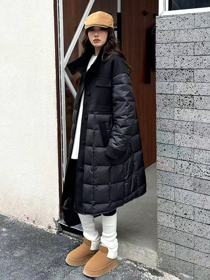 ブロックキルトダウンコート