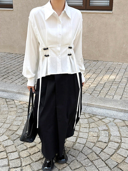 リネンブレンドギャザーブラウス