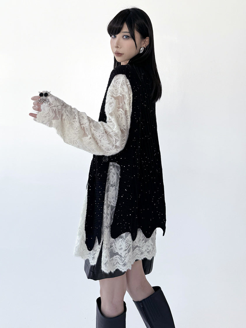 Mesh stitch top and skirt