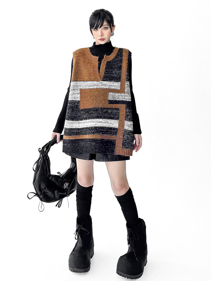 ジオブロックニットベスト