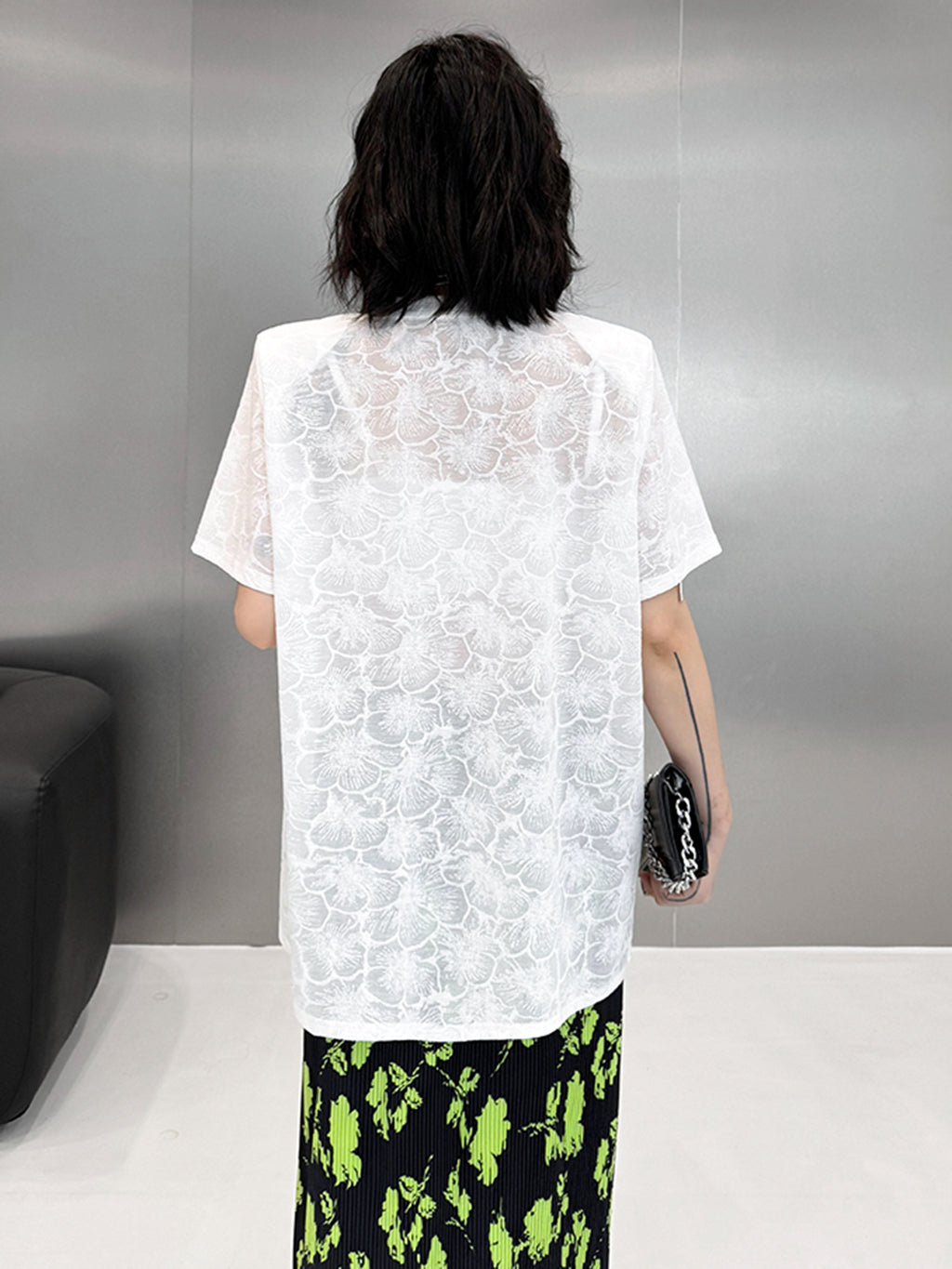 Floral jacquard layered top