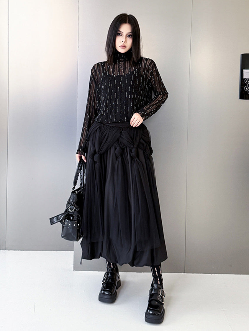 Mesh stitch top and skirt