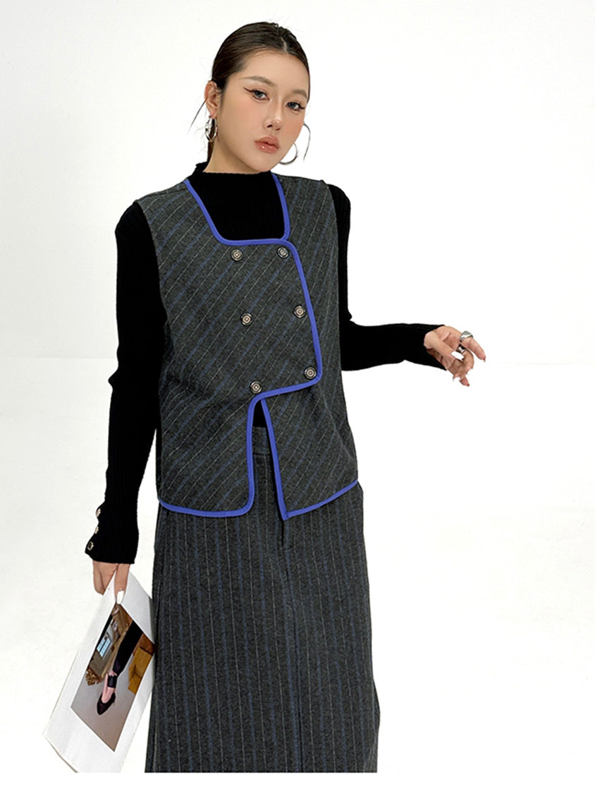 ストライプベストトップ＆ロングスカート