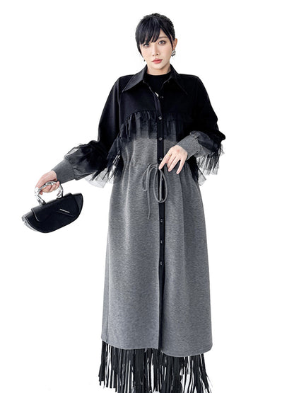 チュールレイヤードシャツコート