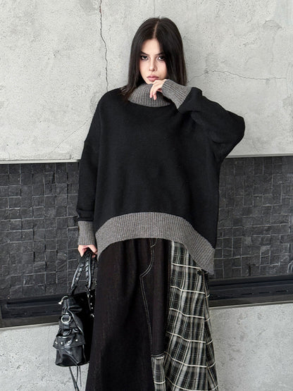 ダブルネックルーズトップス