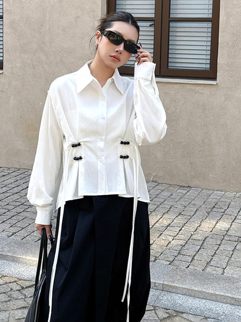 リネンブレンドギャザーブラウス