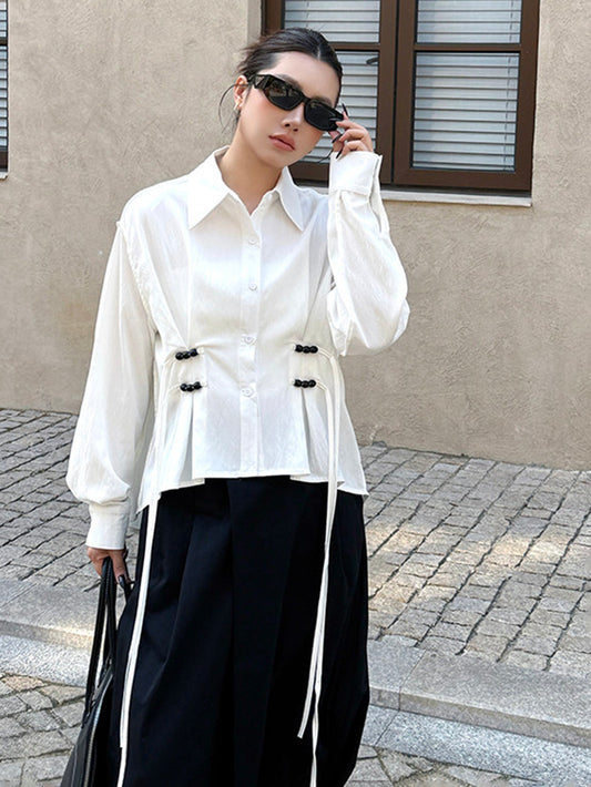 リネンブレンドギャザーブラウス