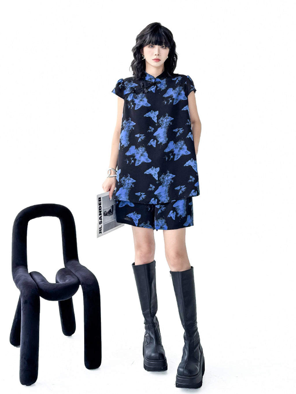 Butterfly pattern top and shorts 