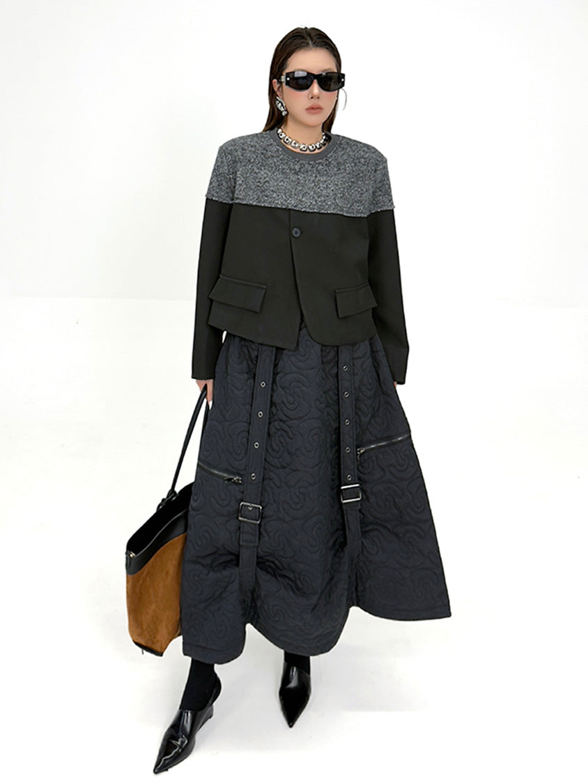 グラデーションテクスチャトップス＆キルティングロングスカートシリーズ