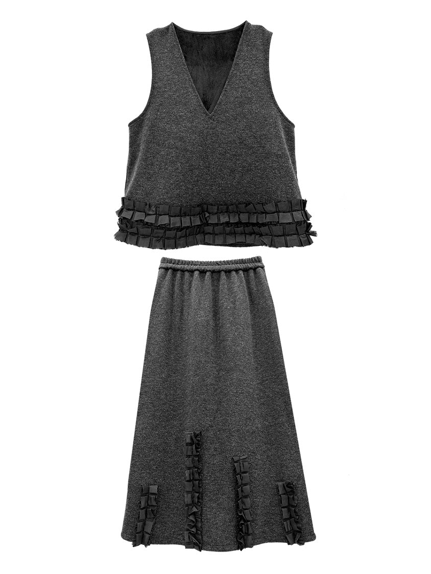 Mesh stitch top and skirt