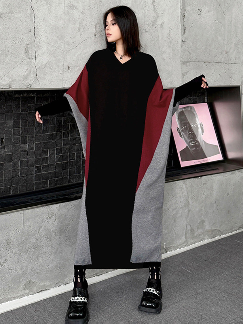 トライカラーニットドレス