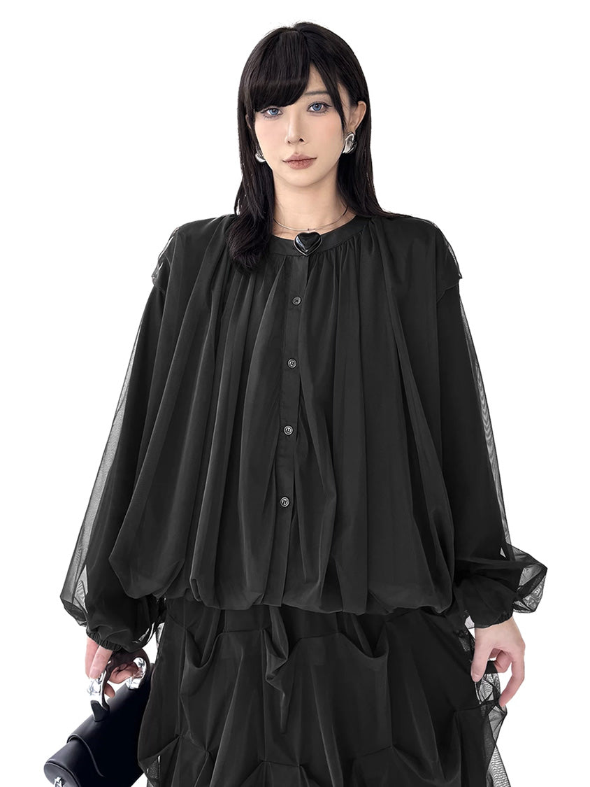 Mesh stitch top and skirt