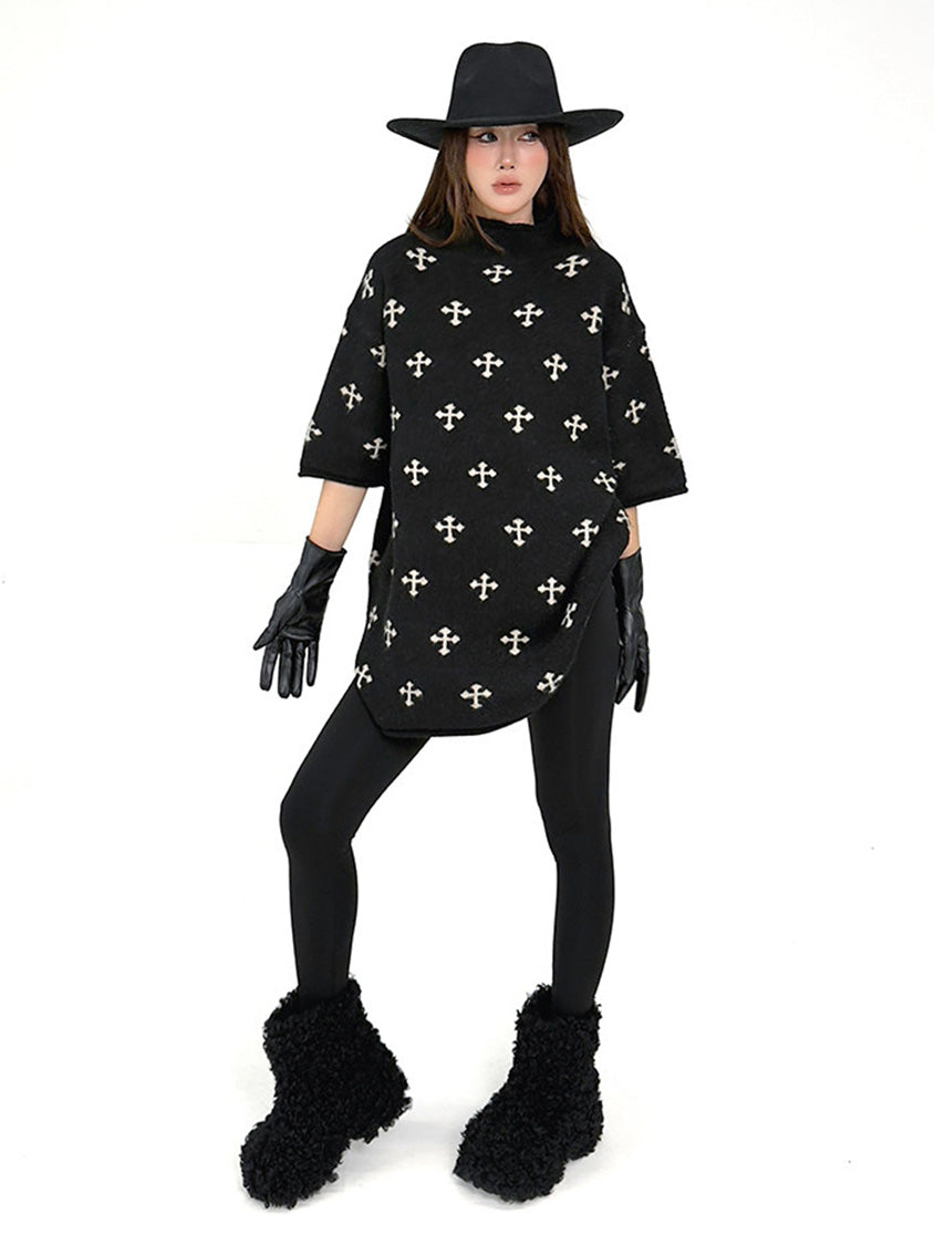 クロスパターンニットトップ