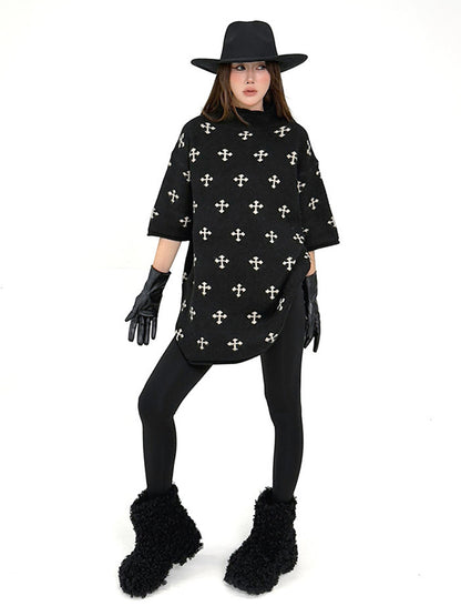 クロスパターンニットトップ