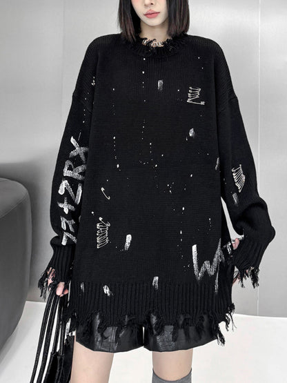 スプラッシュダメージニットトップス