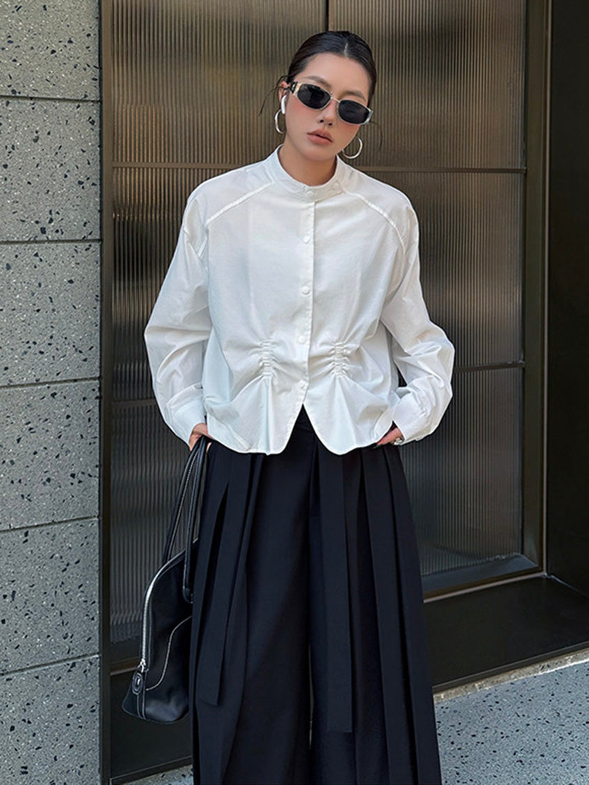 ギャザーヘムボリュームブラウス