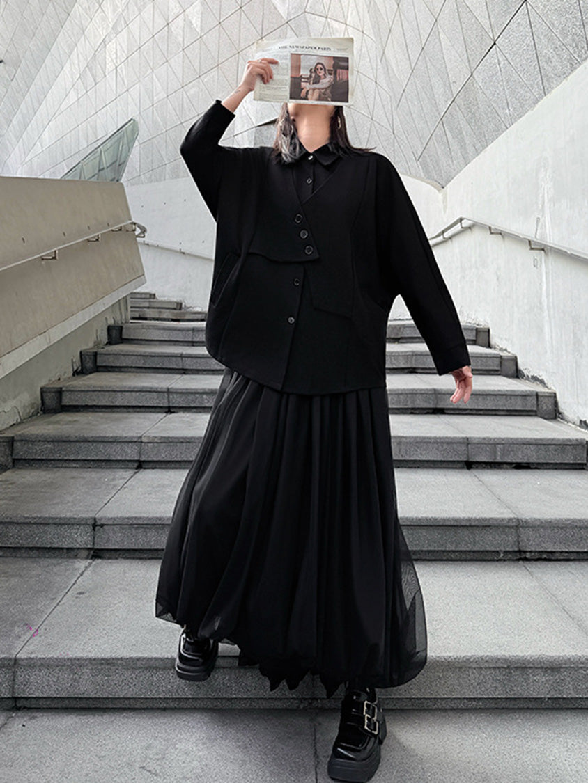 Mesh stitch top and skirt