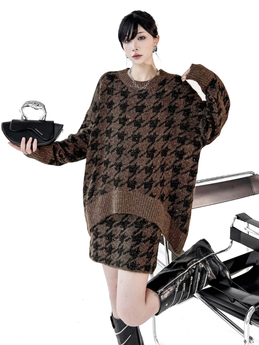 Mesh stitch top and skirt
