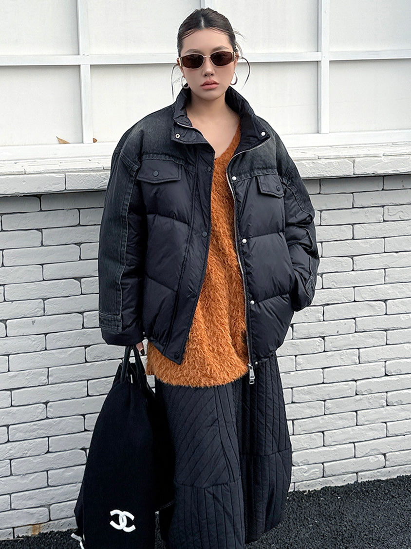 デニムコンビネーションパファージャケット