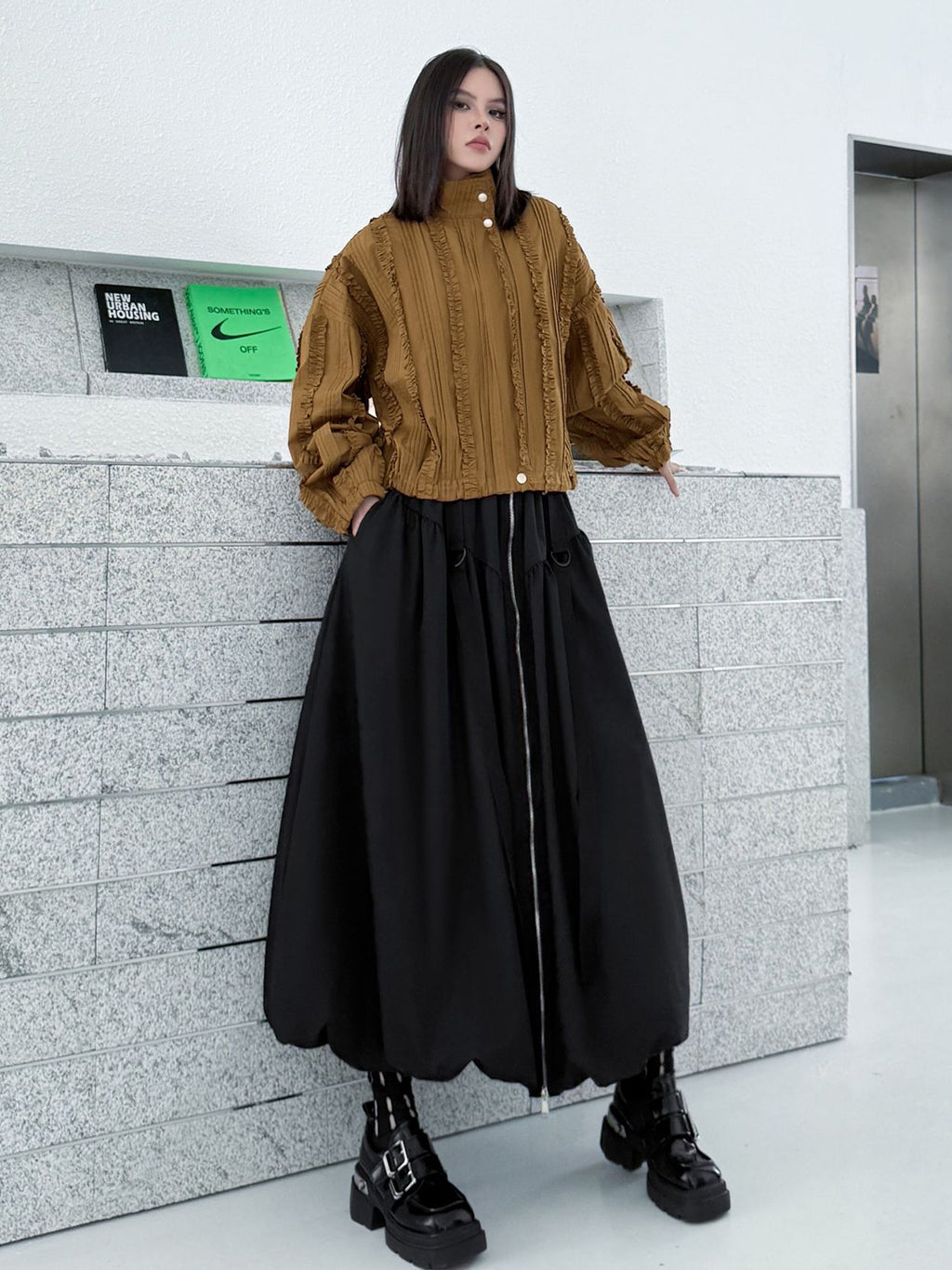Mesh stitch top and skirt