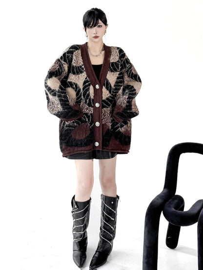 アブストラクトジャカードカーディガン